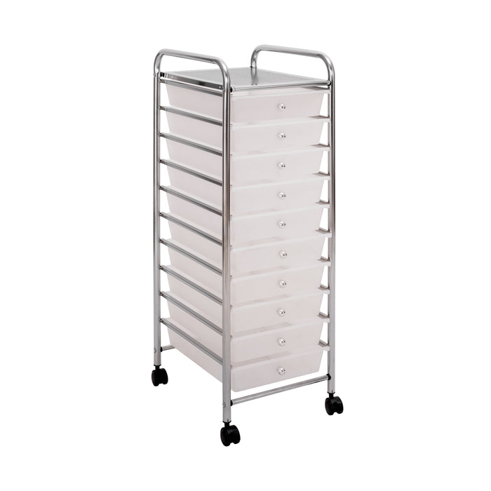10-Drawer Organizer Cart, White