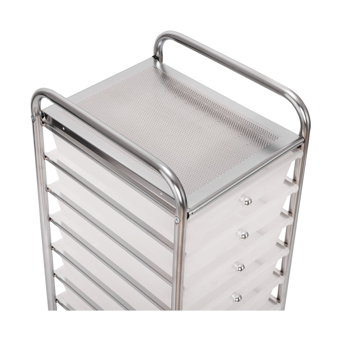 10-Drawer Organizer Cart, White
