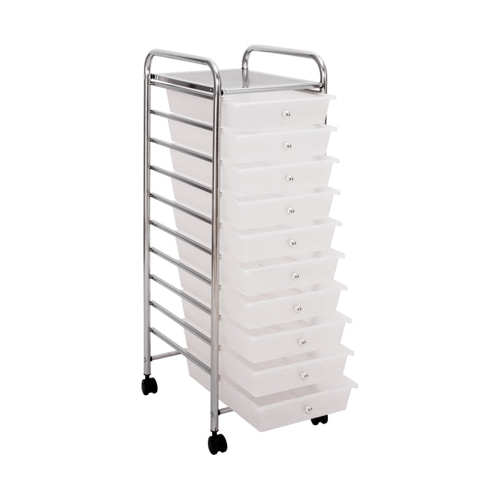 10-Drawer Organizer Cart, White