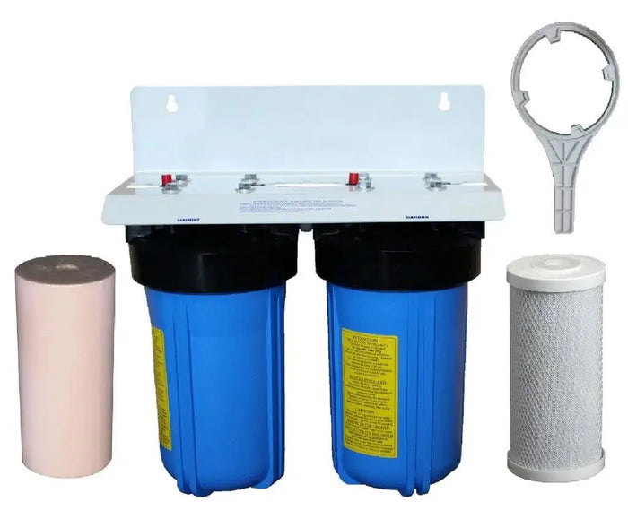 Big Blue 10 Inch Water Filter With Spun Sediment and Carbon Block White Bracket Sentry