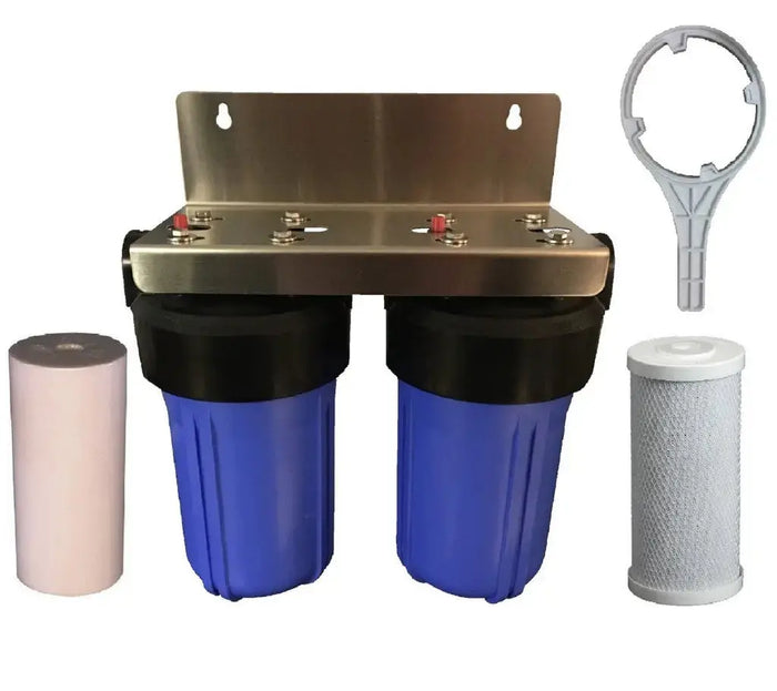 Big Blue 10 Inch Tank Water Filter With Spun Sediment and Carbon Block Stainless Bracket Sentry