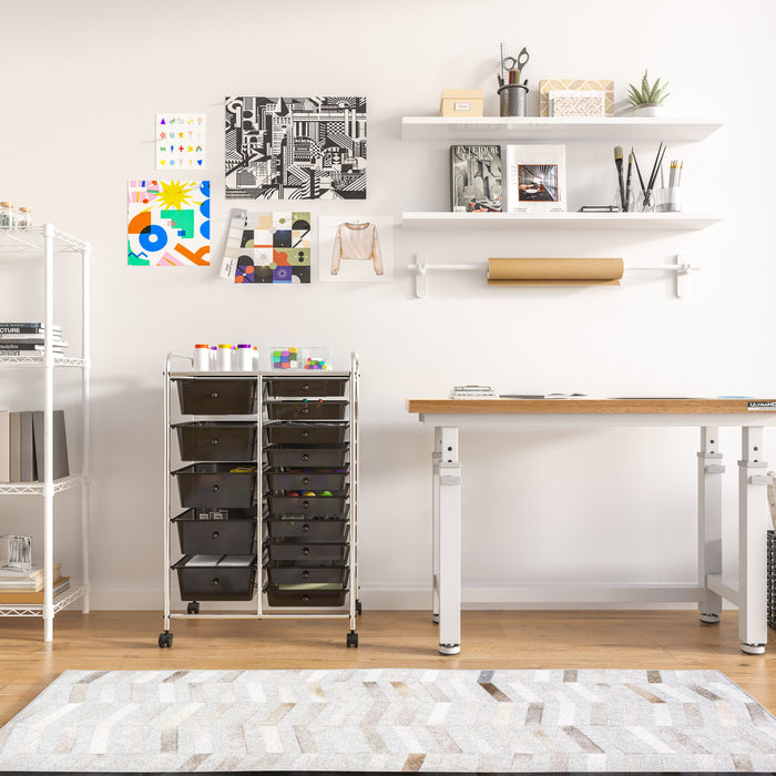 15-Drawer Rolling Organizer Cart, Black