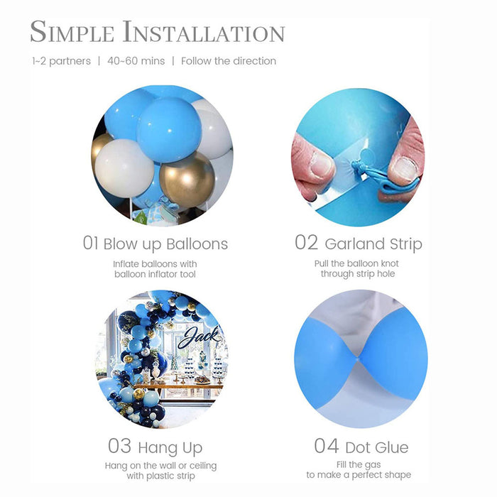 $19.9 Sale Mocsicka Balloon Arch 106Pcs Navy Blue Starry Blue Balloons Set Party Decoration