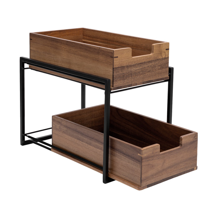 2-Tier Acacia Sliding Baskets