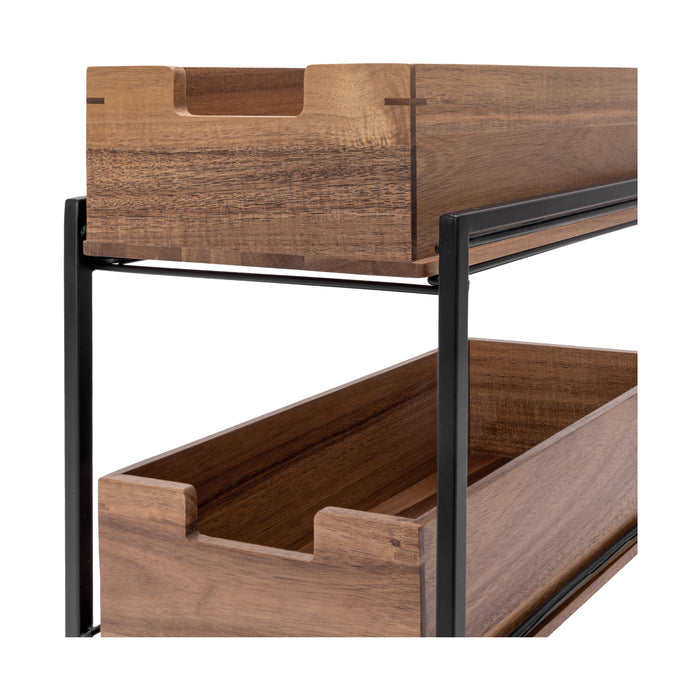 2-Tier Acacia Sliding Baskets