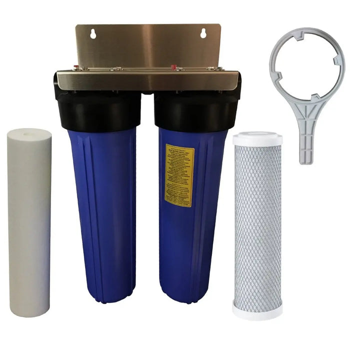 BB big blue twin 20"x4.5" tank water filter SS sediment carbon spanner