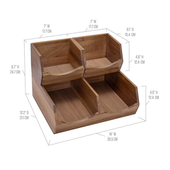 3-Piece Stackable Acacia Organizer Set