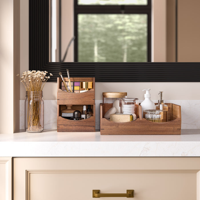 3-Piece Stackable Acacia Organizer Set