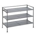 Angled ash gray shoe rack on white background