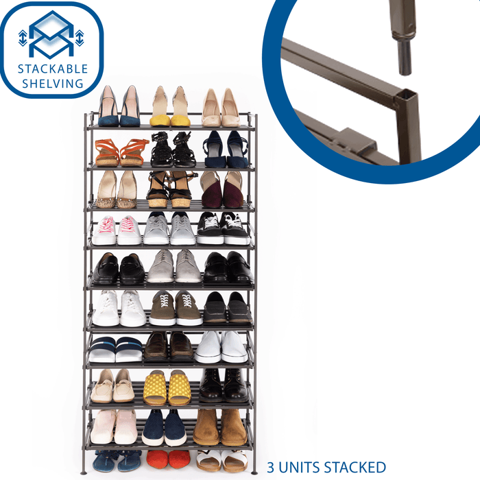 Stacked espresso shoe rack