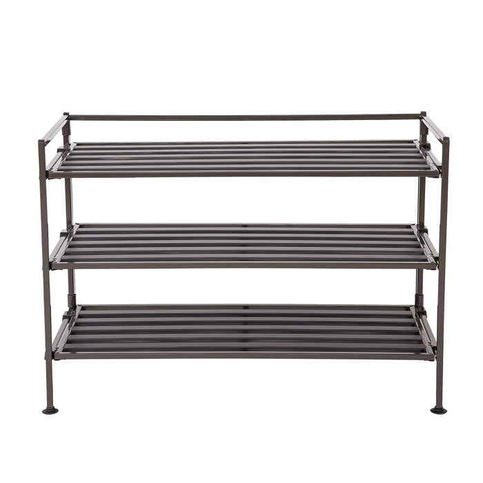 Front view of espresso shoe rack