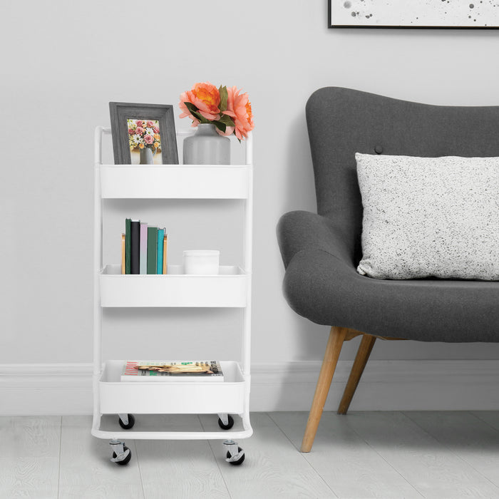 White cart next to chair
