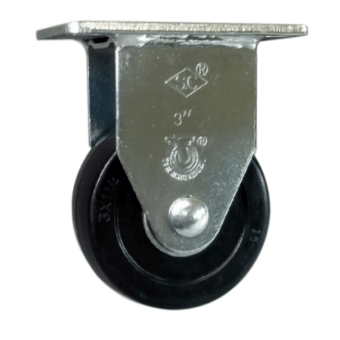 3" x 1-1/4" Hard Rubber Wheel Rigid Caster - Durable Superior Casters