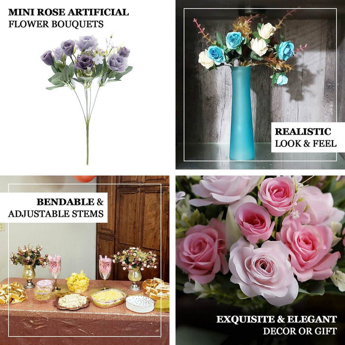 Mini rose artificial flower bouquets for exquisite decor or gift options.