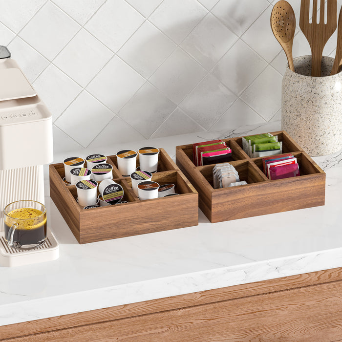 4-Piece Acacia Expandable Drawer Organizer and Box Set