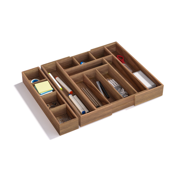 4-Piece Acacia Expandable Drawer Organizer and Box Set