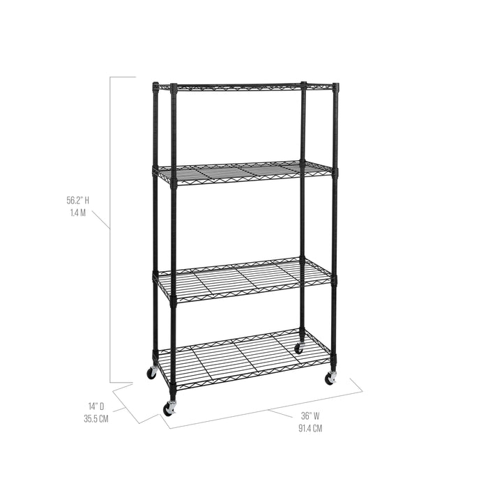 4-Tier NSF-Certified Steel Shelving, Black