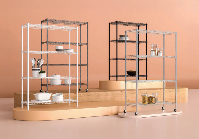 4-Tier NSF-Certified Steel Shelving, Black