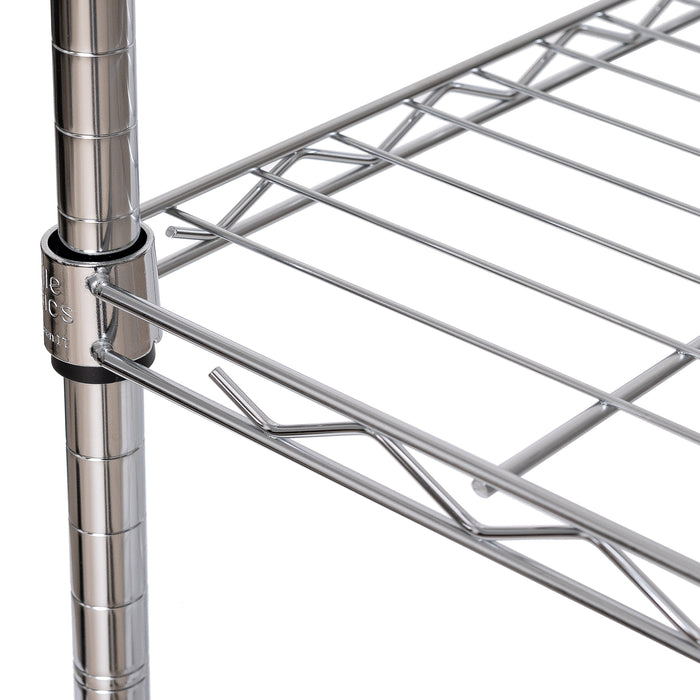 Close up of steel shelf