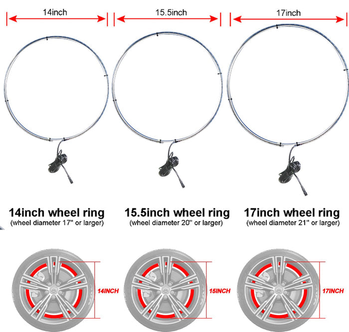 4PCS 17inch Super Bright 6500K Pure White Wheel Lights