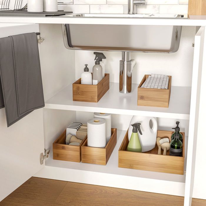 5-Piece Bamboo Storage Organizer Box Set