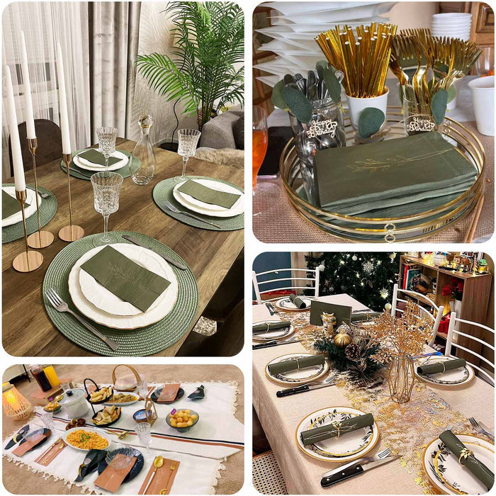 Elegant table settings with decorative elements for festive gatherings.