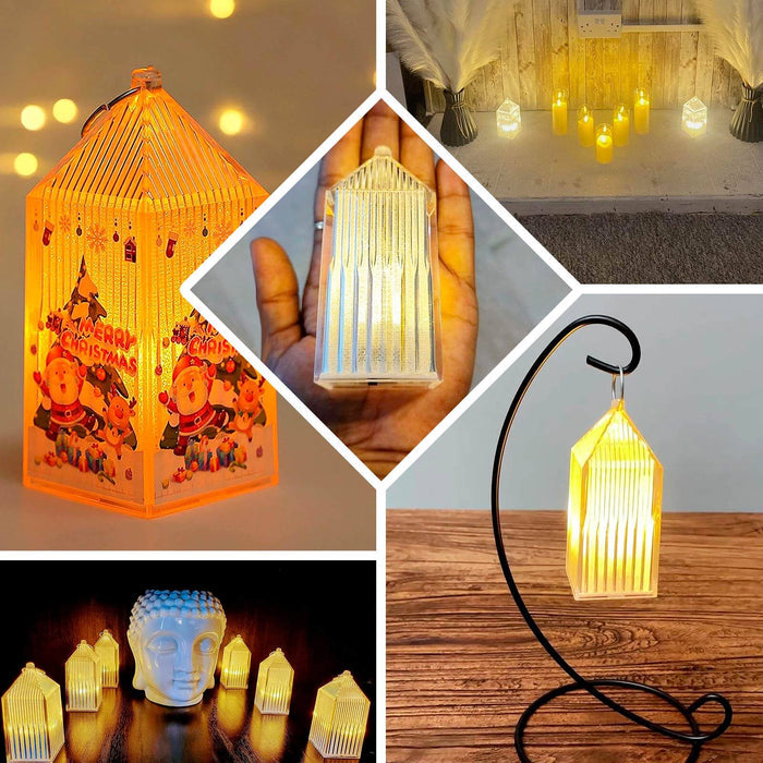 Colorful decorative Christmas lanterns in various settings and styles.