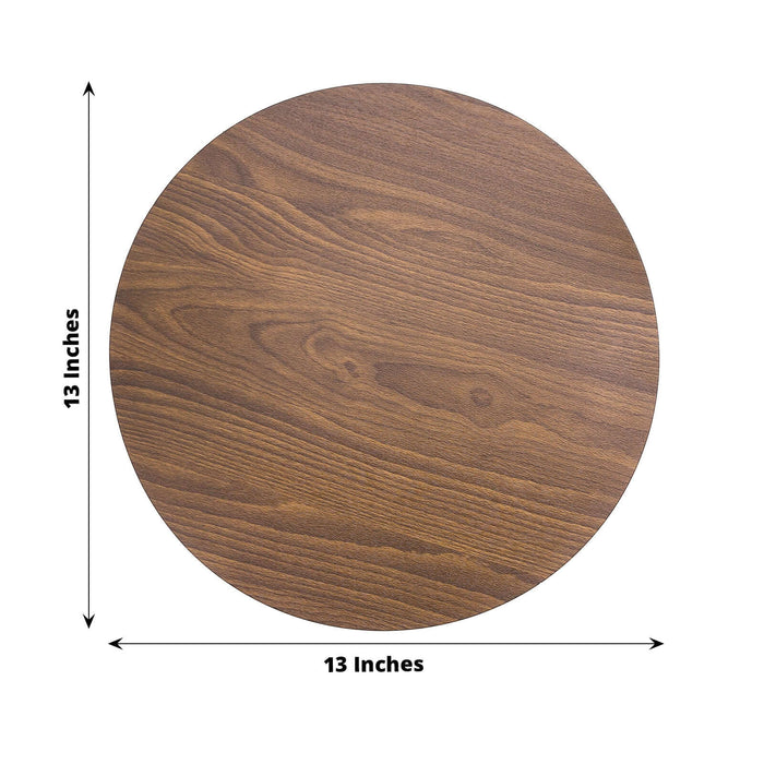 Round wooden tabletop, 13 inches in diameter.