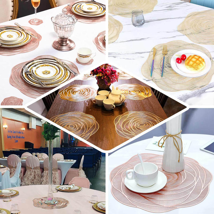 Elegant table placemats in various styles and settings for dining decor.