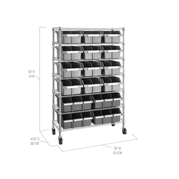 7-Tier NSF-Certified 16-Bin Rack