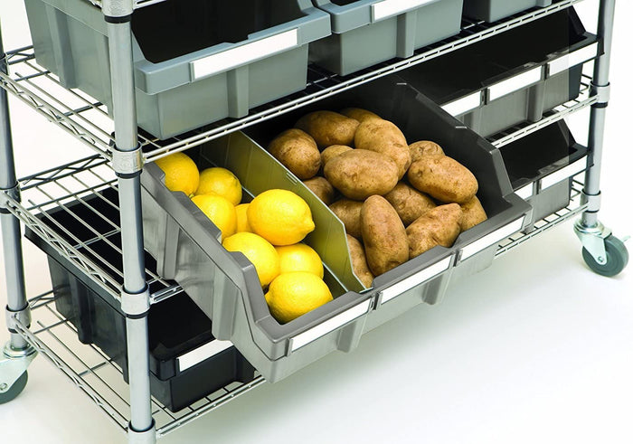 Close up of kitchen supplies in bins