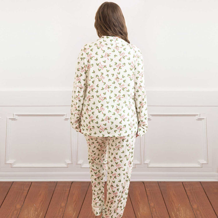 8 OAK LANE | Jingle Bow Luxe Long PJ Set