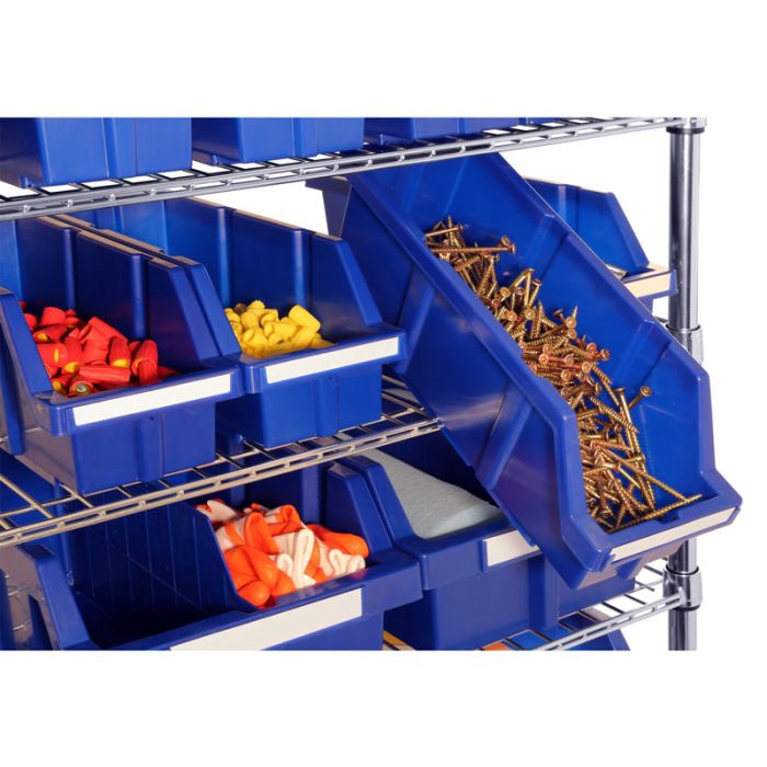 Close up of blue bins