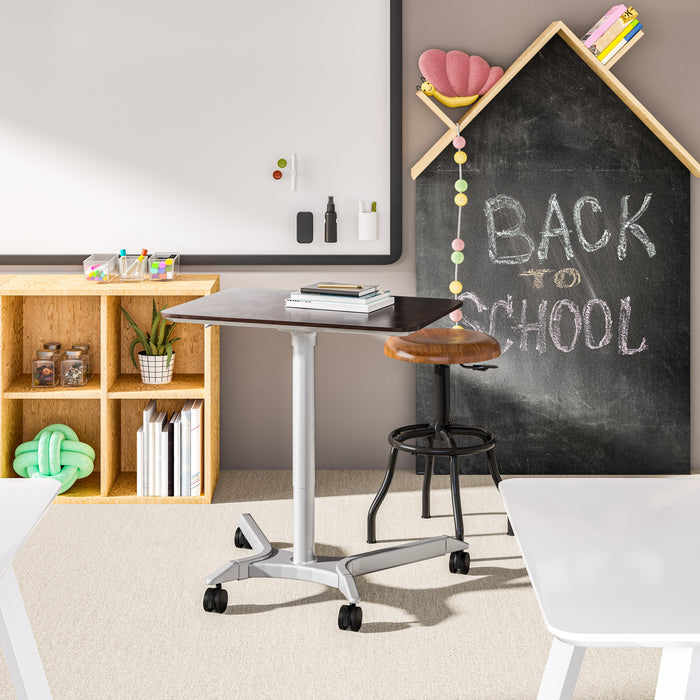 airLIFT® Premium Pneumatic Sit-Stand Mobile Desk Cart, Espresso