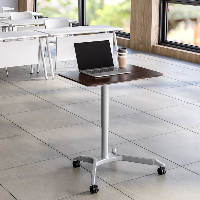 airLIFT® Premium Pneumatic Sit-Stand Mobile Desk Cart, Espresso
