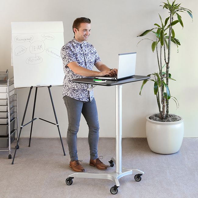 airLIFT® Premium Pneumatic Sit-Stand Mobile Desk Cart, Espresso