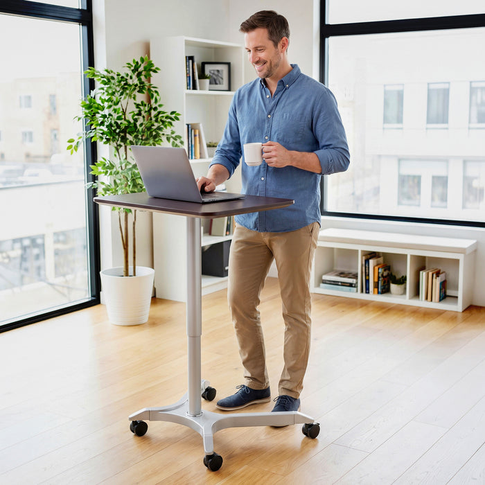 airLIFT® Premium Pneumatic Sit-Stand Mobile Desk Cart, Espresso