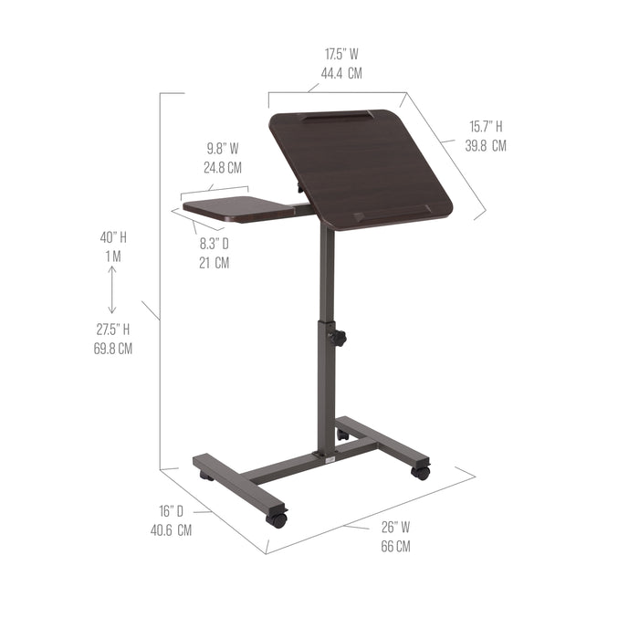 airLIFT® Tilting Mobile Desk Cart, Walnut
