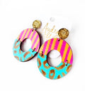 Amanda - Mustard Fuchsia Turquoise Caramel Leopard-Dangle Earring