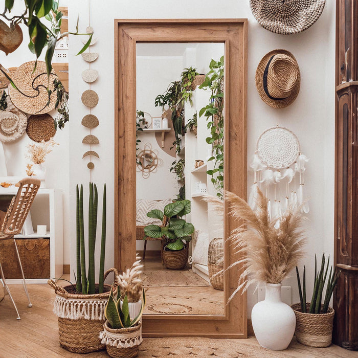 Angelica wall / floor Mirror, 63x 26.4 in, Rustic Oak