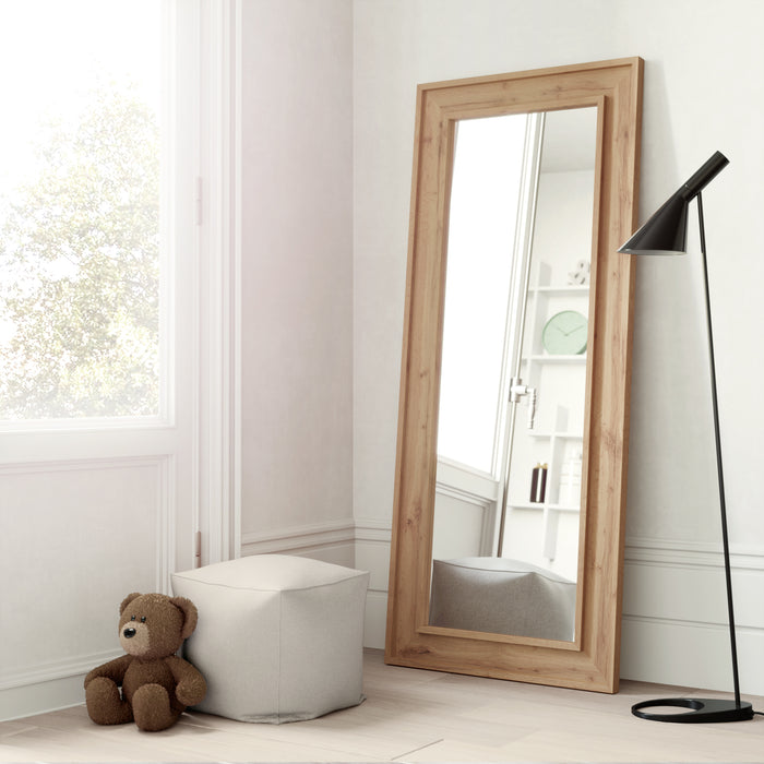 Angelica wall / floor Mirror, 63x 26.4 in, Rustic Oak