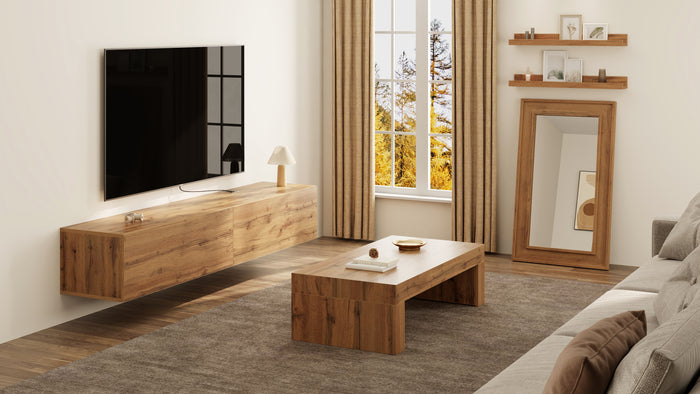 Angelica Wall Mirror, 44.1x 26.4 in, Rustic Oak
