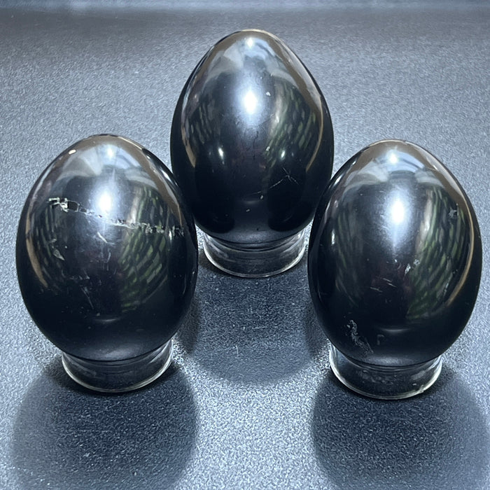 Black Shungite Polished Egg Carving Wholesale