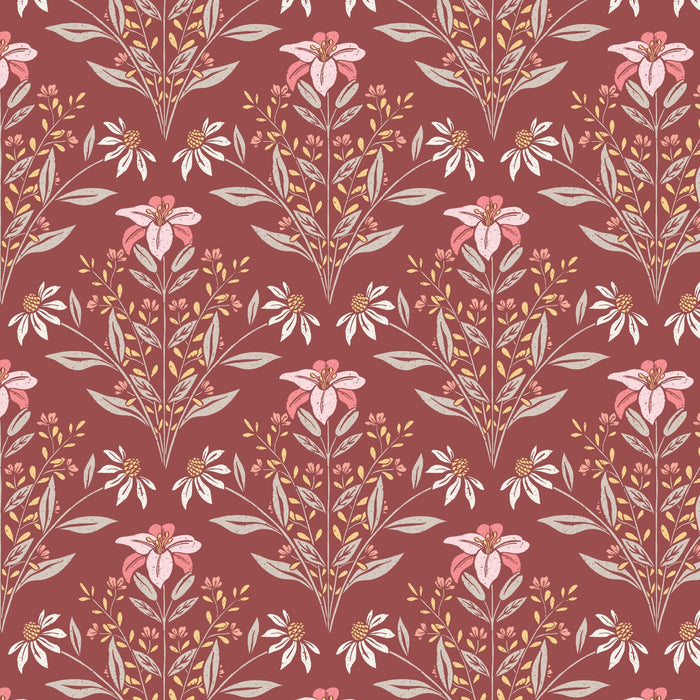 Bouquet - Burgundy - Eventide - Jillian Anderson - Cloud 9 Fabrics - Poplin - Simplifi Fabric