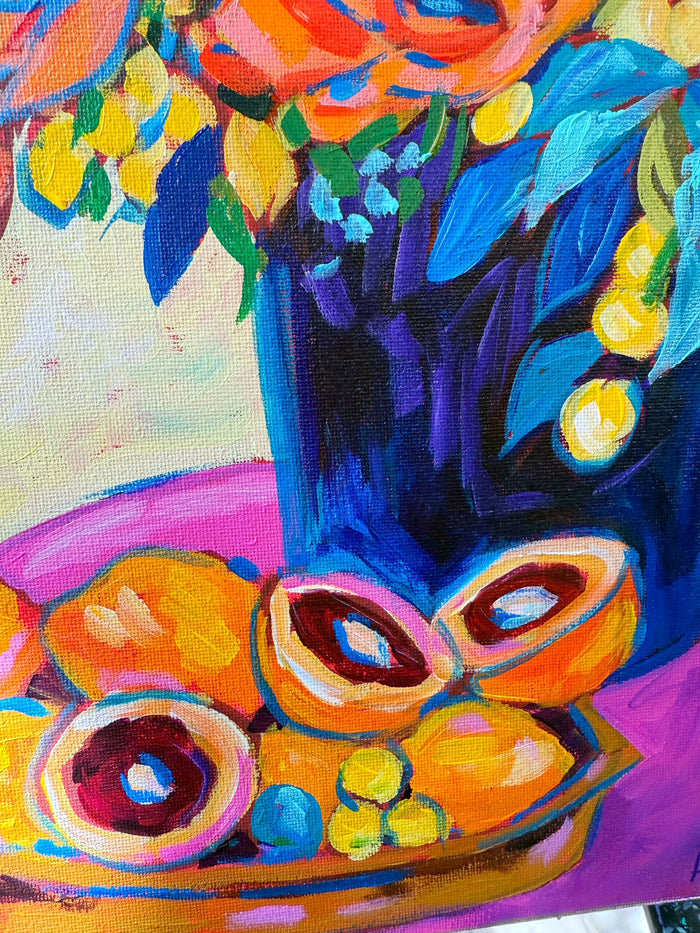 Bouquet and Oranges - Original 16x20" Floral Painting on Canvas
