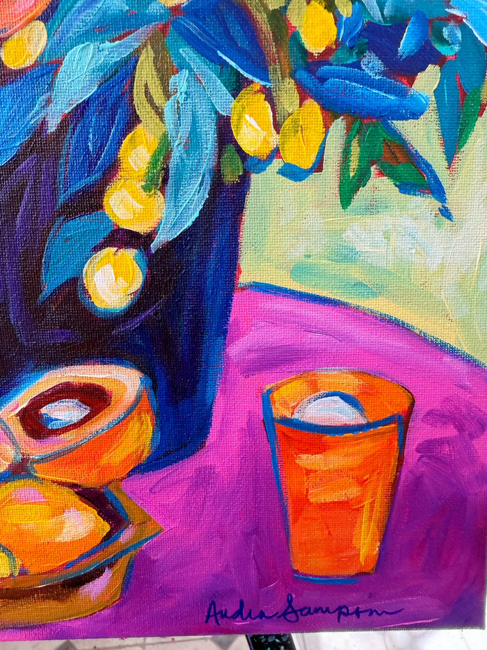 Bouquet and Oranges - Original 16x20" Floral Painting on Canvas
