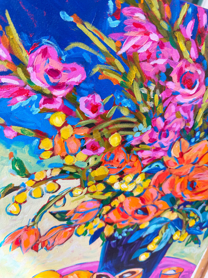 Bouquet and Oranges - Original 16x20" Floral Painting on Canvas