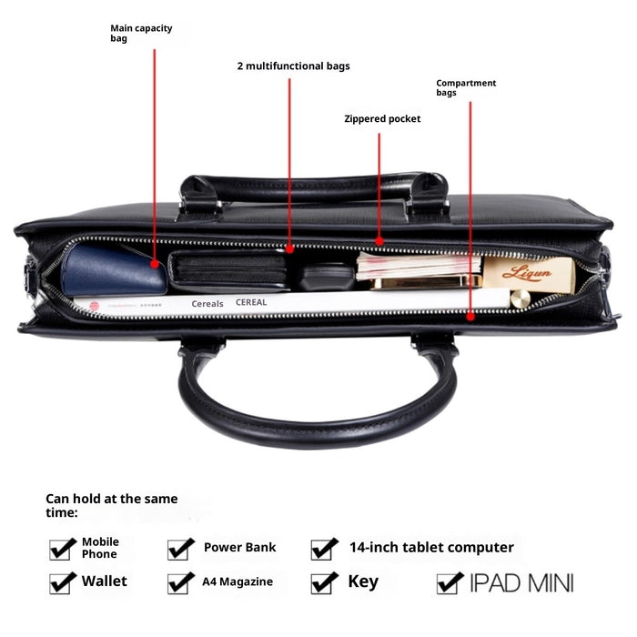 Business Computer Men's Cowhide Briefcase