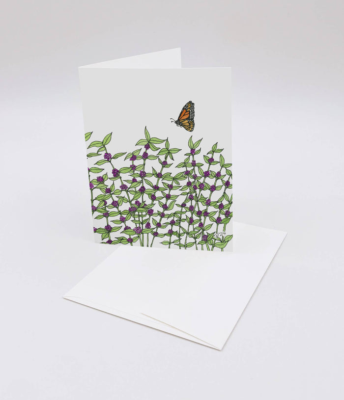 Callicarpa Americana and Monarch Butterfly, Botanical