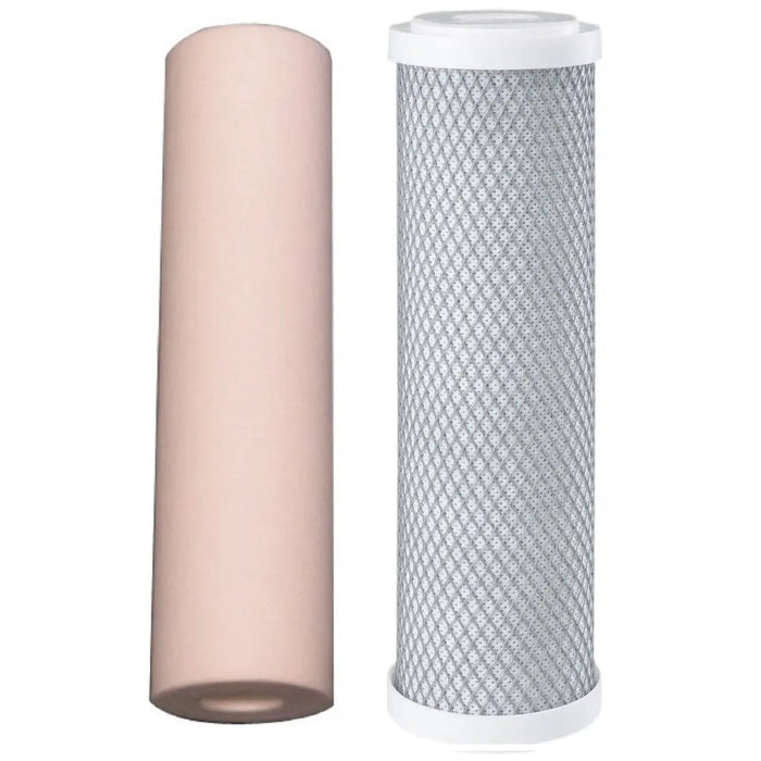 1x 10"x2.5" sedimentary + 1x 10"x2.5" 1uM coconut shell activated carbon block filter